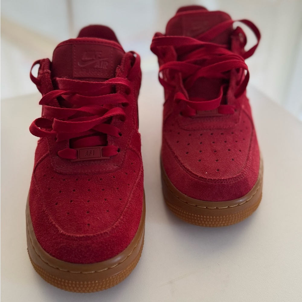 Nike Air Force 1 Red Suede Sneakers